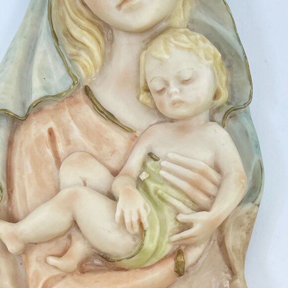vintage madonna & child holy water font devotional decor - Picture 3 of 5